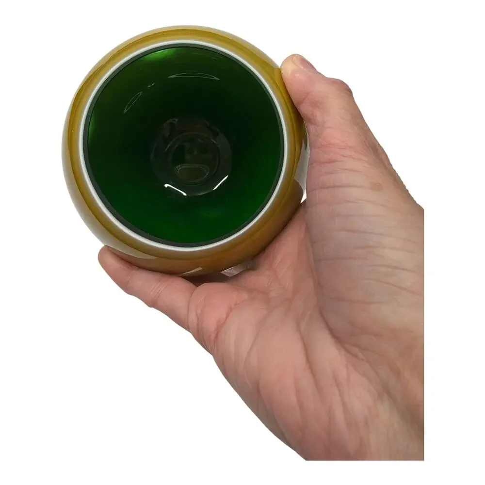 1950s Set of 3 Borske Sklo Art Glass Vase Votive Candle Art Deco Czech Bubble
